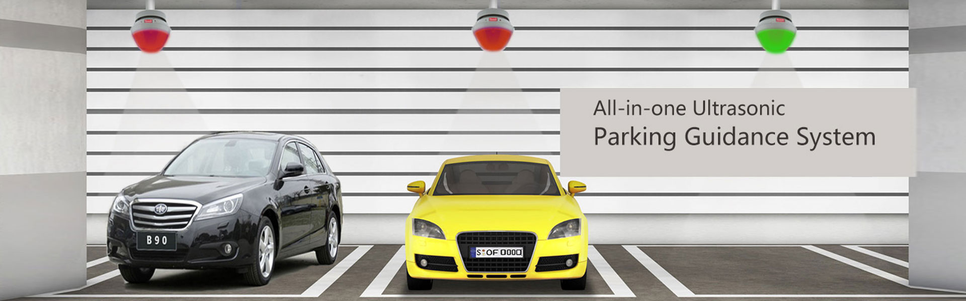 Ultrasonic parking guidance system provides visual indication to driver while searching for a vacant parking spaces